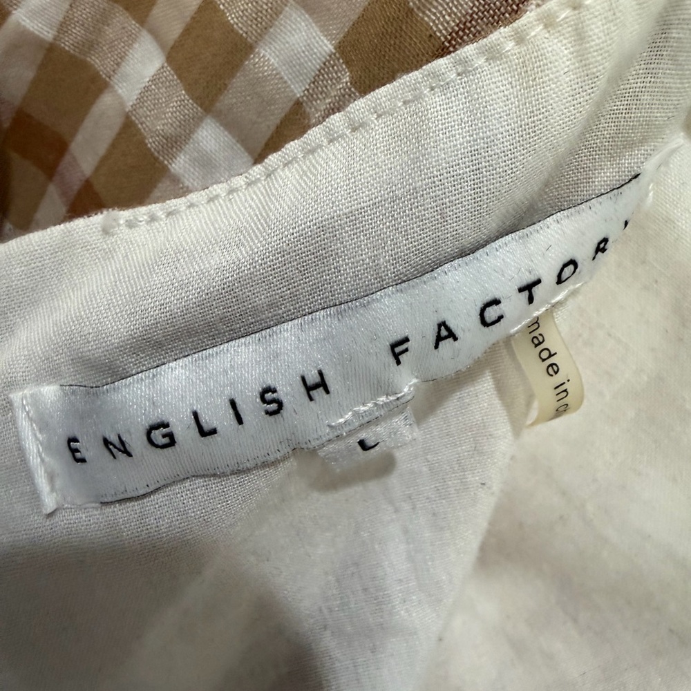 English Factory Tan Checkered Midi Dress - Picture 3 of 3